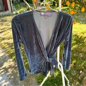EleStory Velvet Faux Wrap Top